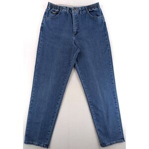 Vintage Lee Side Elastic Waist Jeans Womens 14 Long High Rise Straight Blue